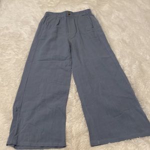 NWT Blue Wide Leg Sans Souci Linen Pants